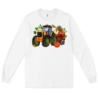 White fall tractor with pumpkin Long Sleeve Tee - AdoDesignShop