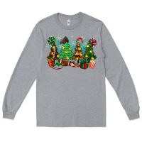 Heather Grey christmas trees with football Long Sleeve Tee - Zillion Design Studio