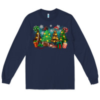 Navy christmas trees with football Long Sleeve Tee - Zillion Design Studio