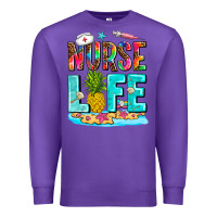 Purple nurse life summer Premium Sweatshirt - AdoDesignShop