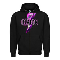 Black mama neon leopard lightning bolt Zipper Hoodie - texasbilliewilder