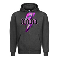 Charcoal Heather mama neon leopard lightning bolt Zipper Hoodie - texasbilliewilder