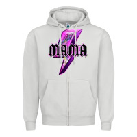 Dove Grey mama neon leopard lightning bolt Zipper Hoodie - texasbilliewilder