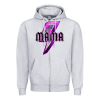 Heather Grey mama neon leopard lightning bolt Zipper Hoodie - texasbilliewilder