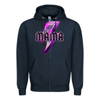 Navy mama neon leopard lightning bolt Zipper Hoodie - texasbilliewilder
