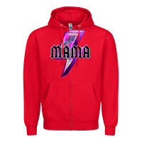 Red mama neon leopard lightning bolt Zipper Hoodie - texasbilliewilder