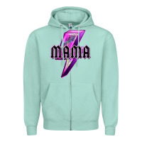Seafoam mama neon leopard lightning bolt Zipper Hoodie - texasbilliewilder