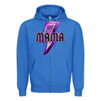 True Royal mama neon leopard lightning bolt Zipper Hoodie - texasbilliewilder