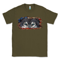 Army Green wolf eyes american flag Classic Tee - RanaPortraitStore