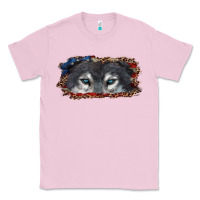 Bubblegum Pink wolf eyes american flag Classic Tee - RanaPortraitStore