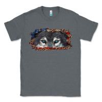 Charcoal Heather wolf eyes american flag Classic Tee - RanaPortraitStore