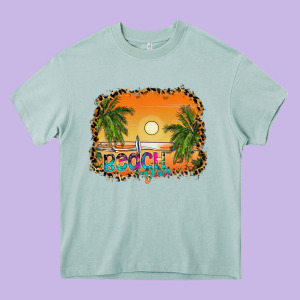 Beach Vibes Heavy Core Tee Designed By Cowhidedigitalart