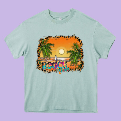 Beach Vibes Heavy Core Tee Designed By Cowhidedigitalart