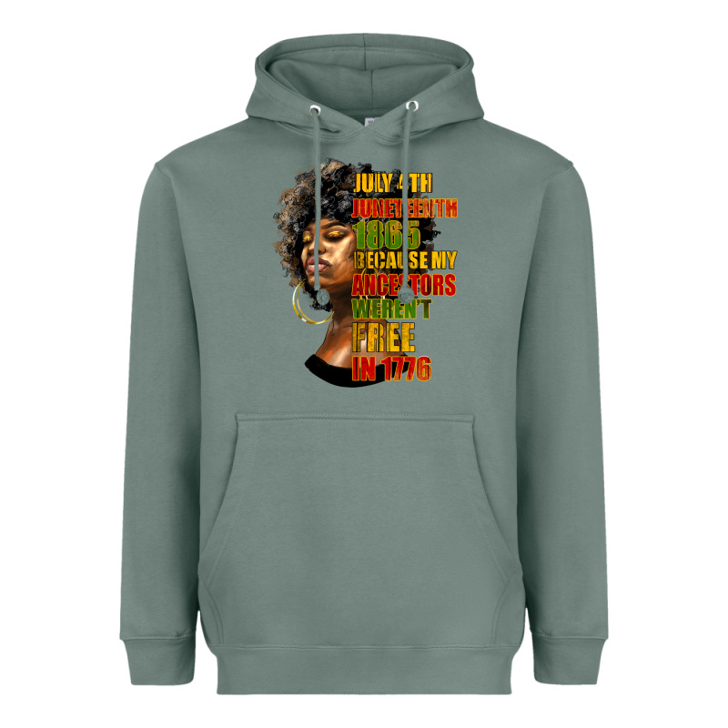 Juneteenth 1885 Because My Ancestors Weren't Free In 1776 Black Woman Heavyweight Hoodie by HRA Design Shop | Teevron