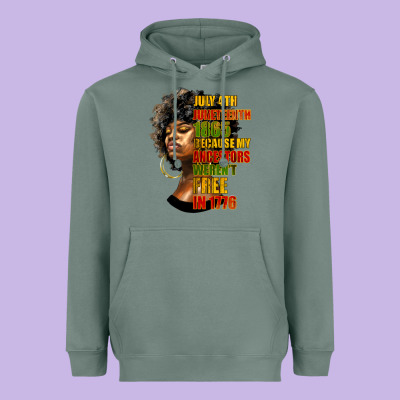 Juneteenth 1885 Because My Ancestors Weren't Free In 1776 Black Woman Heavyweight Hoodie Designed By Hra Design Shop