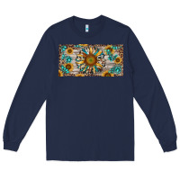 Navy western sunflower and gemstone license plate Long Sleeve Tee - RanaPortraitStore