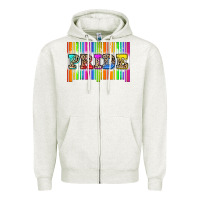 Oatmeal Heather pride barcode Zipper Hoodie - Zillion Design Studio