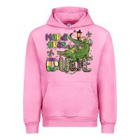 Fuchsia Pink mardi gras dude alligator Urban Hoodie - MaliasSmallBusiness