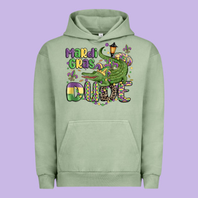 Mardi Gras Dude Alligator Urban Hoodie Designed By Maliassmallbusiness