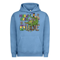 Pigment Pebble Blue mardi gras dude alligator Urban Hoodie - MaliasSmallBusiness