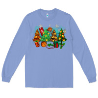 Colony Blue christmas trees with basketball Long Sleeve Tee - Zillion Design Studio