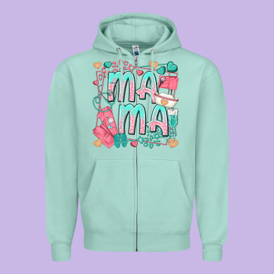 Mama Nurse Zipper Hoodie Designed By Texasbilliewilder