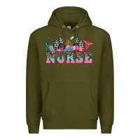 Army Green nurse with race and  equipment Premium Hoodie - AdoDesignShop