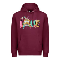 Burgundy love school bus Premium Hoodie - MaliasSmallBusiness