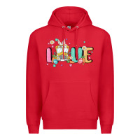 Red love school bus Premium Hoodie - MaliasSmallBusiness
