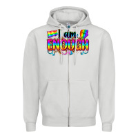 Dove Grey i am enough Zipper Hoodie - Zillion Design Studio