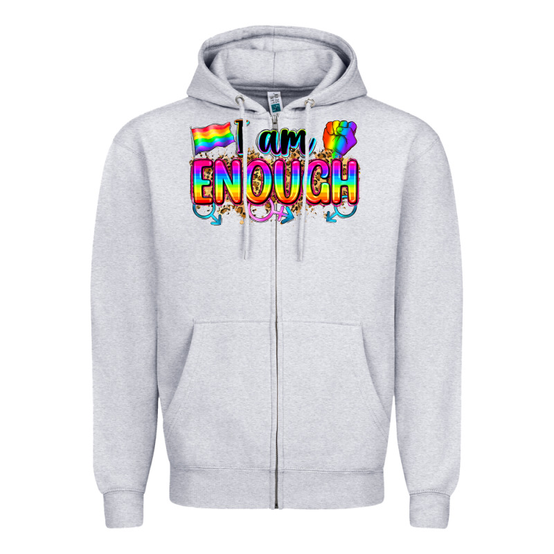 I Am Enough Zipper Hoodie by Zillion Design Studio | Teevron