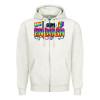 Oatmeal Heather i am enough Zipper Hoodie - Zillion Design Studio