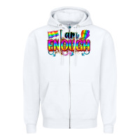 White i am enough Zipper Hoodie - Zillion Design Studio