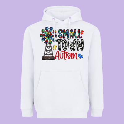 Small Town Autism Heavyweight Hoodie Designed By Cowhidedigitalart