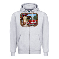 Heather Grey merry christmas heifer cow with farm Zipper Hoodie - RanaPortraitStore