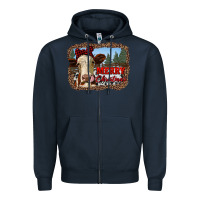 Navy merry christmas heifer cow with farm Zipper Hoodie - RanaPortraitStore