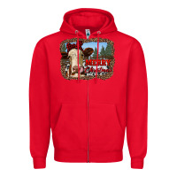 Red merry christmas heifer cow with farm Zipper Hoodie - RanaPortraitStore