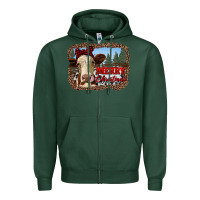 Sports Green merry christmas heifer cow with farm Zipper Hoodie - RanaPortraitStore
