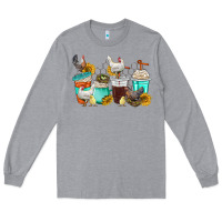 Heather Grey chicken coffee cups Long Sleeve Tee - texasbilliewilder