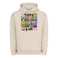 Pigment French Oak happy mardi gras y'all Urban Hoodie - MaliasSmallBusiness