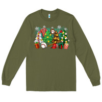 Army Green christmas trees with baseball Long Sleeve Tee - Zillion Design Studio