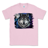 Bubblegum Pink wolf and full moon Classic Tee - RanaPortraitStore