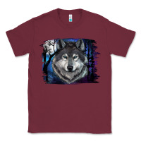 Burgundy wolf and full moon Classic Tee - RanaPortraitStore