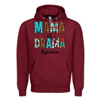 Burgundy mama of drama girl mom Zipper Hoodie - texasbilliewilder