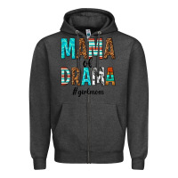 Charcoal Heather mama of drama girl mom Zipper Hoodie - texasbilliewilder