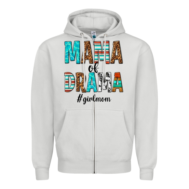 Mama Of Drama Girl Mom Zipper Hoodie by texasbilliewilder | Teevron