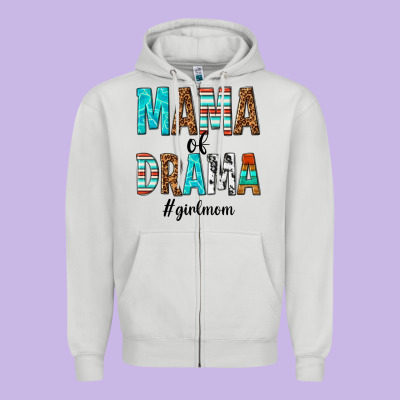 Mama Of Drama Girl Mom Zipper Hoodie Designed By Texasbilliewilder