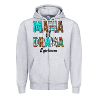 Heather Grey mama of drama girl mom Zipper Hoodie - texasbilliewilder