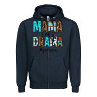 Navy mama of drama girl mom Zipper Hoodie - texasbilliewilder