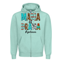 Seafoam mama of drama girl mom Zipper Hoodie - texasbilliewilder